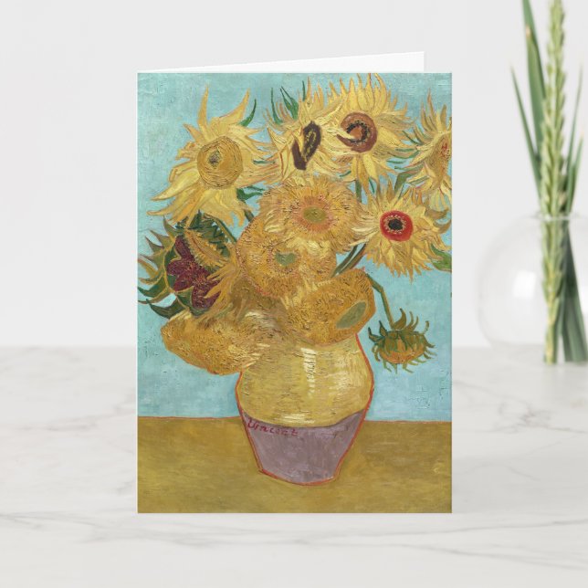 Van Gogh Sunflowers - Blue & Yellow Impressionism Kort (Framsida)