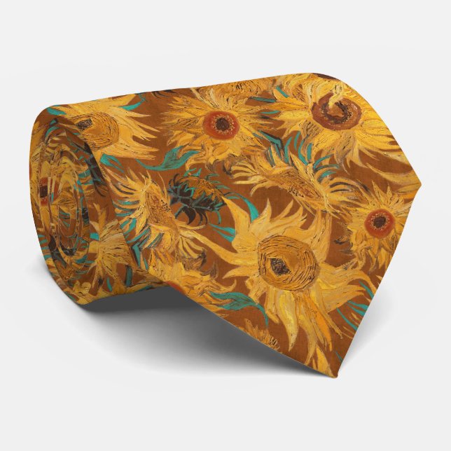 Van Gogh Sunflowers copper brown yellow turquoise Slips (Rullad)