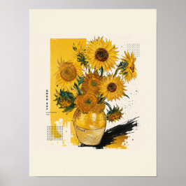 Van Gogh Sunflowers Modern Poster