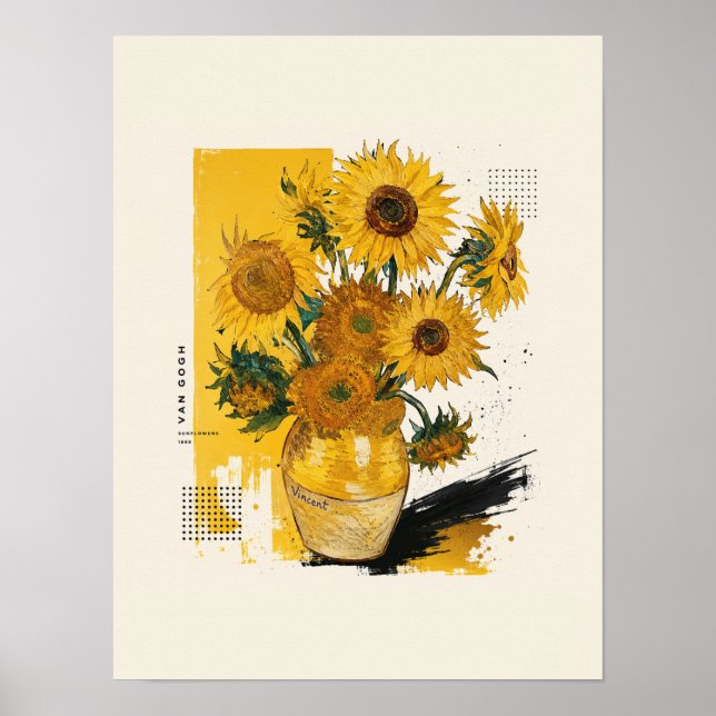 Van Gogh Sunflowers Modern  Poster (Framsidan)