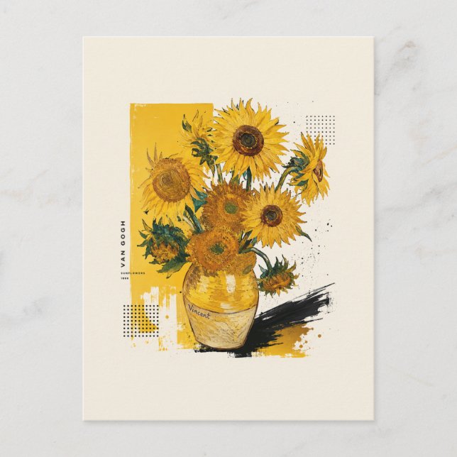 Van Gogh Sunflowers Modern  Vykort (Framsida)