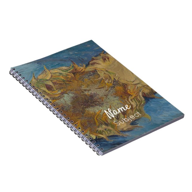  Van Gogh Sunflowers Yellow Flowers Custom Name Anteckningsbok (Högra Sidan)