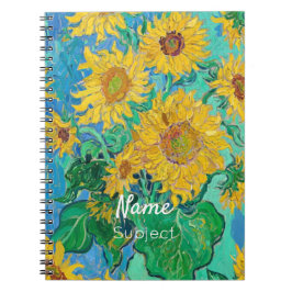  Van Gogh Sunflowers Yellow Flowers Custom Name Anteckningsbok