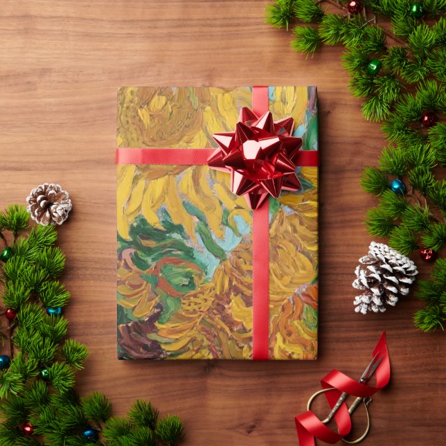 Van Gogh Sunflowers Yellow Flowers  Floral  Presentpapper (Julgåva)