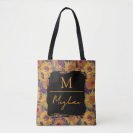 Van Gogh Sunflowers Yellow Violet Monogram Tygkasse