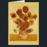 Van Gogh Sunwers (F454) Vintage Fine Art Hälsningskort<br><div class="desc">Fortfarande Life: Vas med femton solblommor, Vincent van Gogh, Arles, augusti 1888. Vas med tolv solrosor är den fjärde versionen av den andra solrosserien av Vincent van Gogh, som målades i Arles under augusti 1888. Olja på arbetsyta, 93 x 73 cm. National Gallery, London. F 454, JH 1562 Vincent Willem...</div>