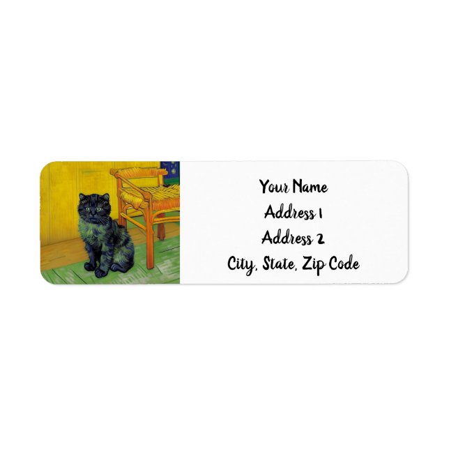 Van Gogh Svart Katt Returadress Etikett (Framsidan)