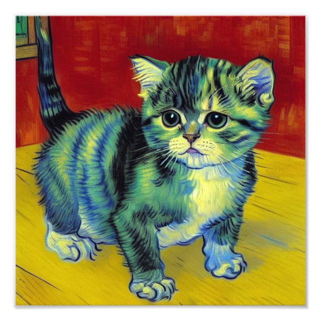 Van Gogh Tabby Katt Fototryck (Framsidan)