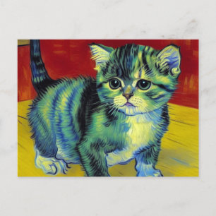 Van Gogh Tabby katt Helg Vykort