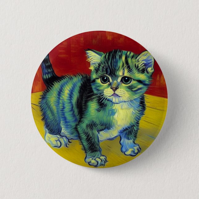 Van Gogh Tabby katt Knapp (Framsida)