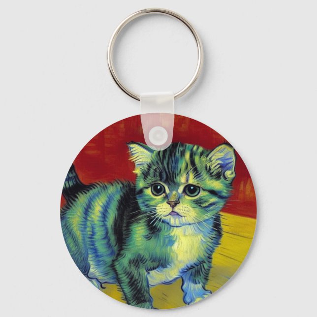Van Gogh Tabby katt Nyckelring (Framsida)