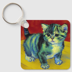Van Gogh Tabby katt Nyckelring