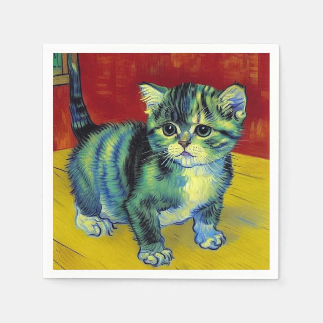 Van Gogh Tabby katt Pappersservett (Framsidan)