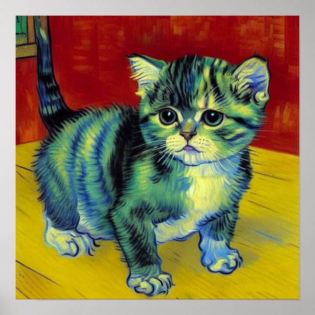 Van Gogh Tabby katt Poster (Framsidan)