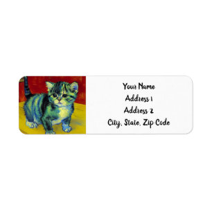 Van Gogh Tabby katt Returadress Etikett
