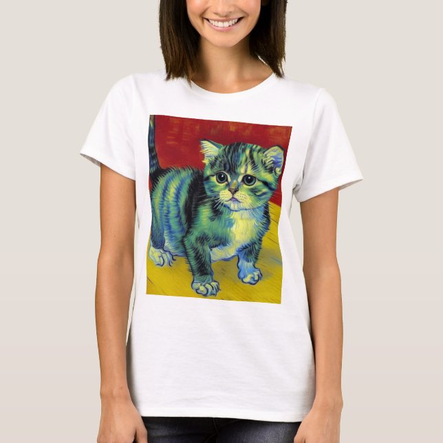 Van Gogh Tabby katt T Shirt (Framsida)
