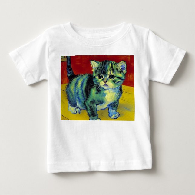 Van Gogh Tabby katt T Shirt (Framsida)