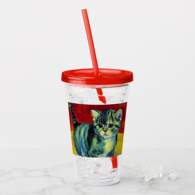 Van Gogh Tabby katt Take Away Mugg (Framsida Ice)