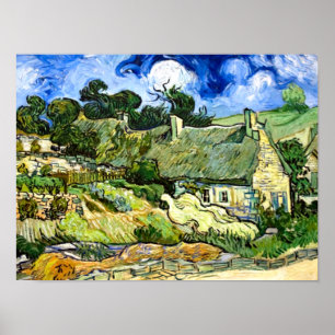 Van Gogh - Thatched Cottages i Cordeville Poster