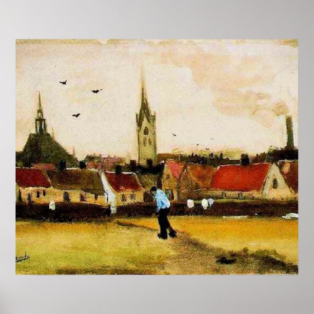 Van Gogh - "The Hague with New Church" Poster (Framsidan)