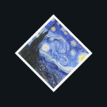 Van Gogh the Starry Nght Pappersservett<br><div class="desc">Oljemålning från den nederländske mästaren Vincent Van Gogh (1853-1890), troligen hans mest berömd målning, Van Gogh målade "Stjärnnatten" 1889 från minnet när han var i en asyl i Frankrike där han checkade in sig för depression. I målningen finns måne, Venus och många stjärnor omgivna av gult och vitt ljus.Vid grund...</div>