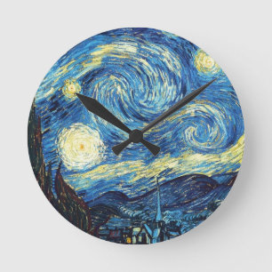van gogh the starry night 1889 Vintage Art Rund Klocka