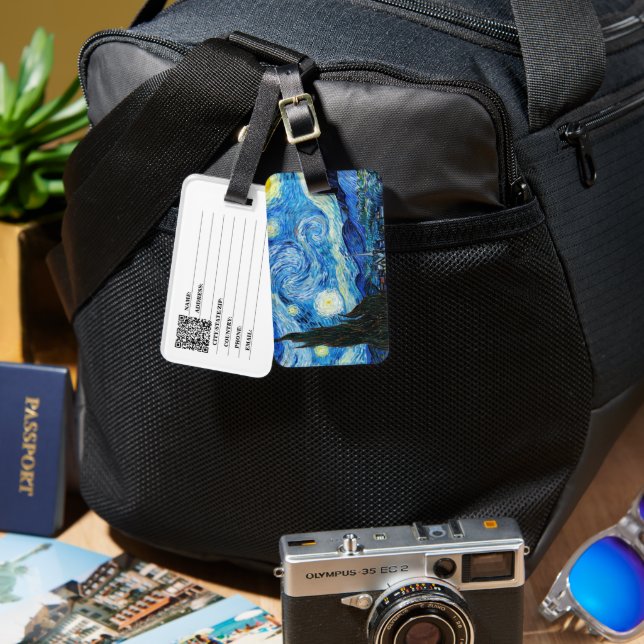 Van Gogh 'the Starry Night' Anpassningsbar Luggage Bagagebricka (Fram & Baksida)