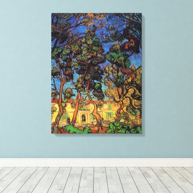 Van Gogh Träd i Garden, Saint Paul Hospital Canvastryck (Insitu (trägolv))