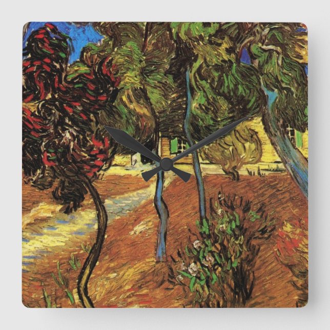 Van Gogh Träd i Garden, Saint Paul Hospital Fyrkantig Klocka (Framsida)