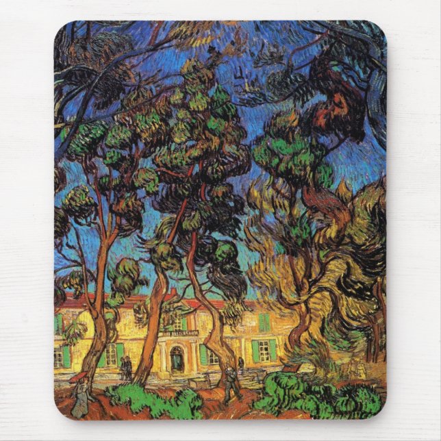 Van Gogh Träd i Garden, Saint Paul Hospital Musmatta (Framsidan)