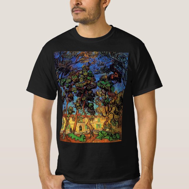 Van Gogh Träd i Garden, Saint Paul Hospital T Shirt (Framsida)