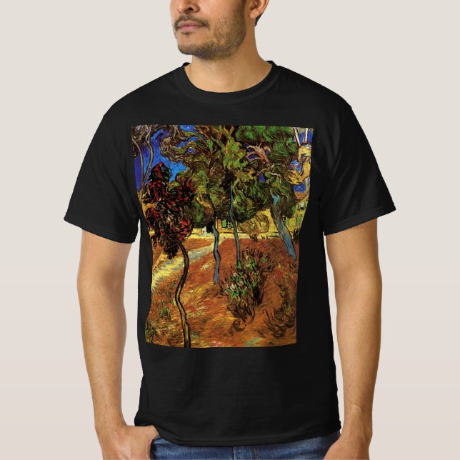 Van Gogh Träd i Garden, Saint Paul Hospital T Shirt (Framsida)
