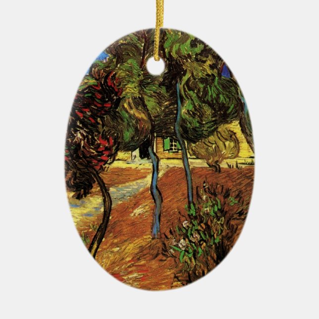 Van Gogh Träd i trädgården, Saint Paul Hospital Julgransprydnad Keramik (Framsidan)