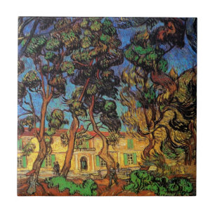 Van Gogh Träd i trädgården, Saint Paul-sjukhuset Kakelplatta