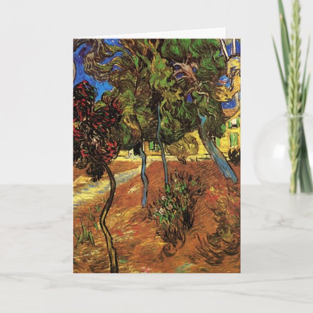 Van Gogh Träd i trädgården, Saint Paul-sjukhuset Kort (Framsida)
