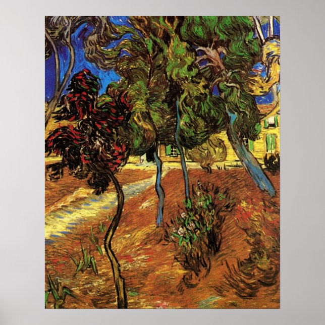 Van Gogh Träd i trädgården, Saint Paul-sjukhuset Poster (Framsidan)