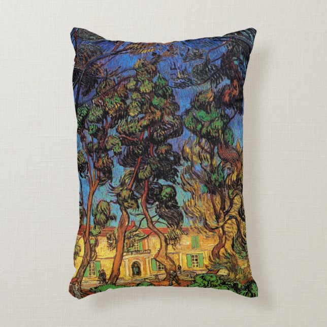 Van Gogh Träd i trädgården, Saint Paul-sjukhuset Prydnadskudde (Framsidan(Vertikal))