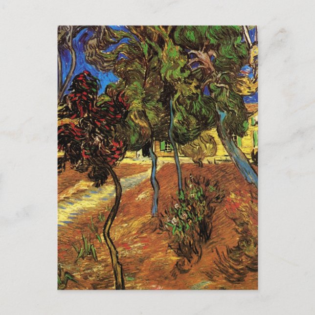 Van Gogh Träd i trädgården, Saint Paul-sjukhuset Vykort (Framsida)
