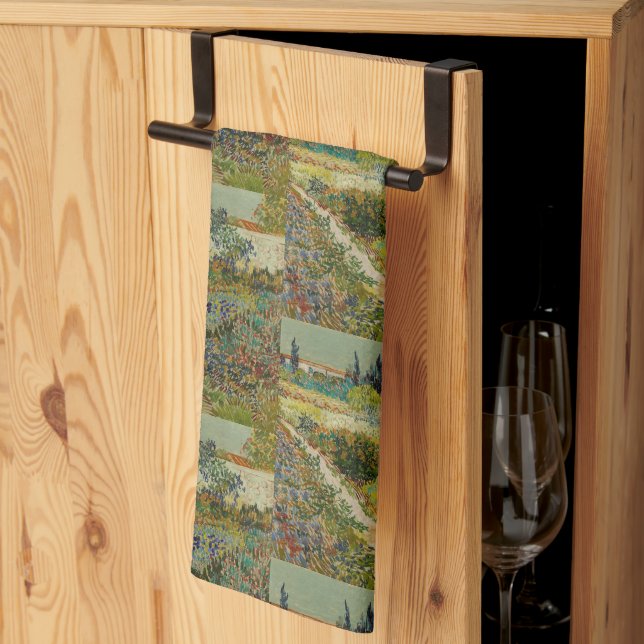 Van Gogh-trädgården i Arles Blommor Impressionist Kökshandduk (Thirds Fold)