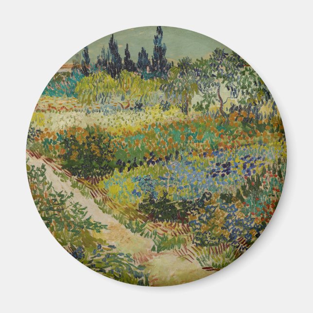 Van Gogh-trädgården i Arles Blommor Impressionist Magnet (Framsidan)