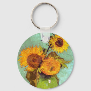 Van Gogh - tre solblommor i A Vas - fin konst Nyckelring