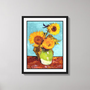 Van Gogh - Tre solrosor i en vas - Finkonst Canvastryck