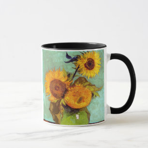 Van Gogh - Tre solrosor i en vas - Finkonst Mugg
