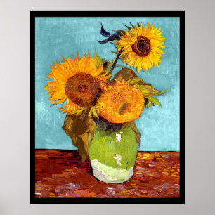 Van Gogh - Tre solrosor i en vas - Finkonst Poster