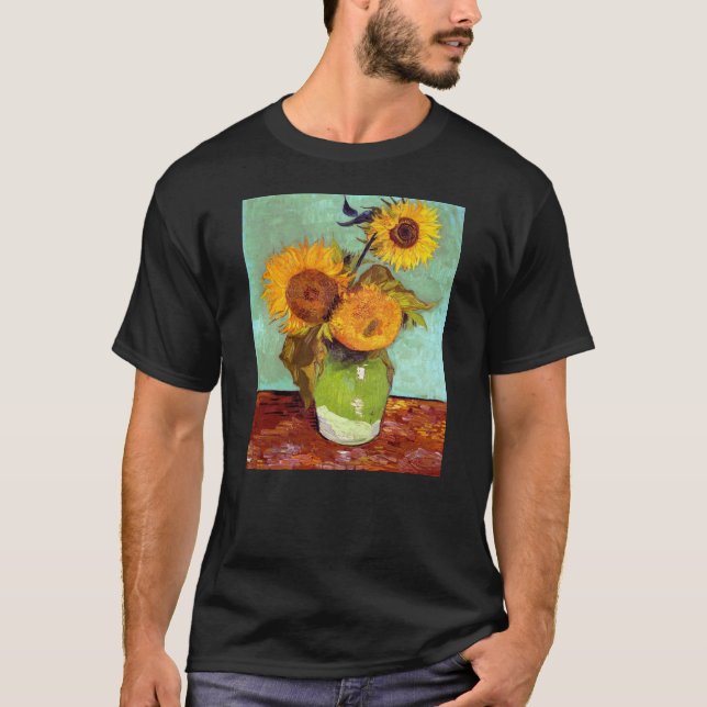 Van Gogh - Tre solrosor i en vas - Finkonst Tröja (Framsida)