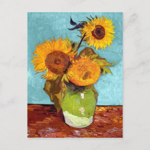 Van Gogh - Tre solrosor i en vas - Finkonst Vykort