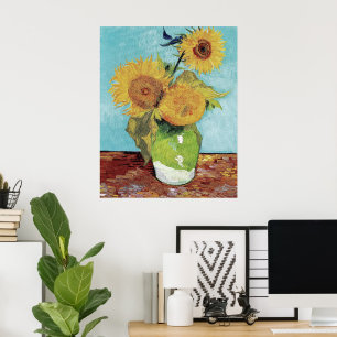 Van Gogh Tre Solrosor Original Konst Mästerverk Poster