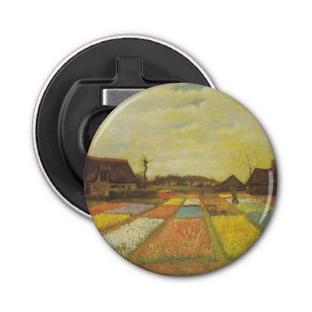 Van Gogh Tulip Fält Button Bottle-öppnare Gift Flasköppnare (Framsidan)