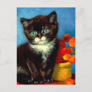 Van Gogh Tuxedo Cat Helg Vykort