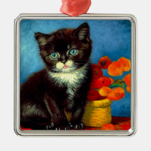Van Gogh Tuxedo Cat Julgransprydnad Metall